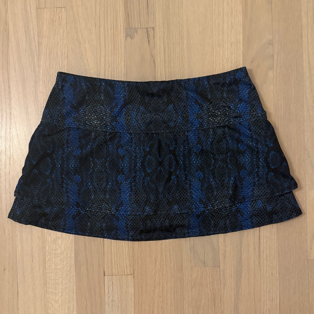 Lucky in Love Blue and Black Snake Print Mini Tennis Skirt